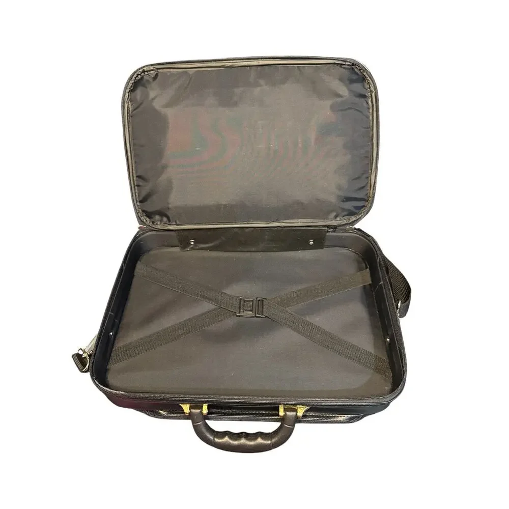Vintage GOLDPFEIL Black Leatherette Faux Leather- Vinyl Construction Laptop Bag